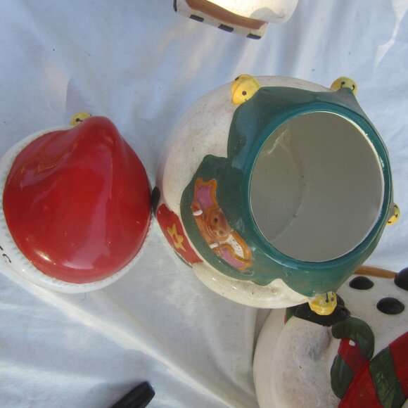 VTG SNOWMAN COOKIE JARS, DIFFERENT STYLES, ALL CERMIC PRICE IS EACH - Picture 9 of 15